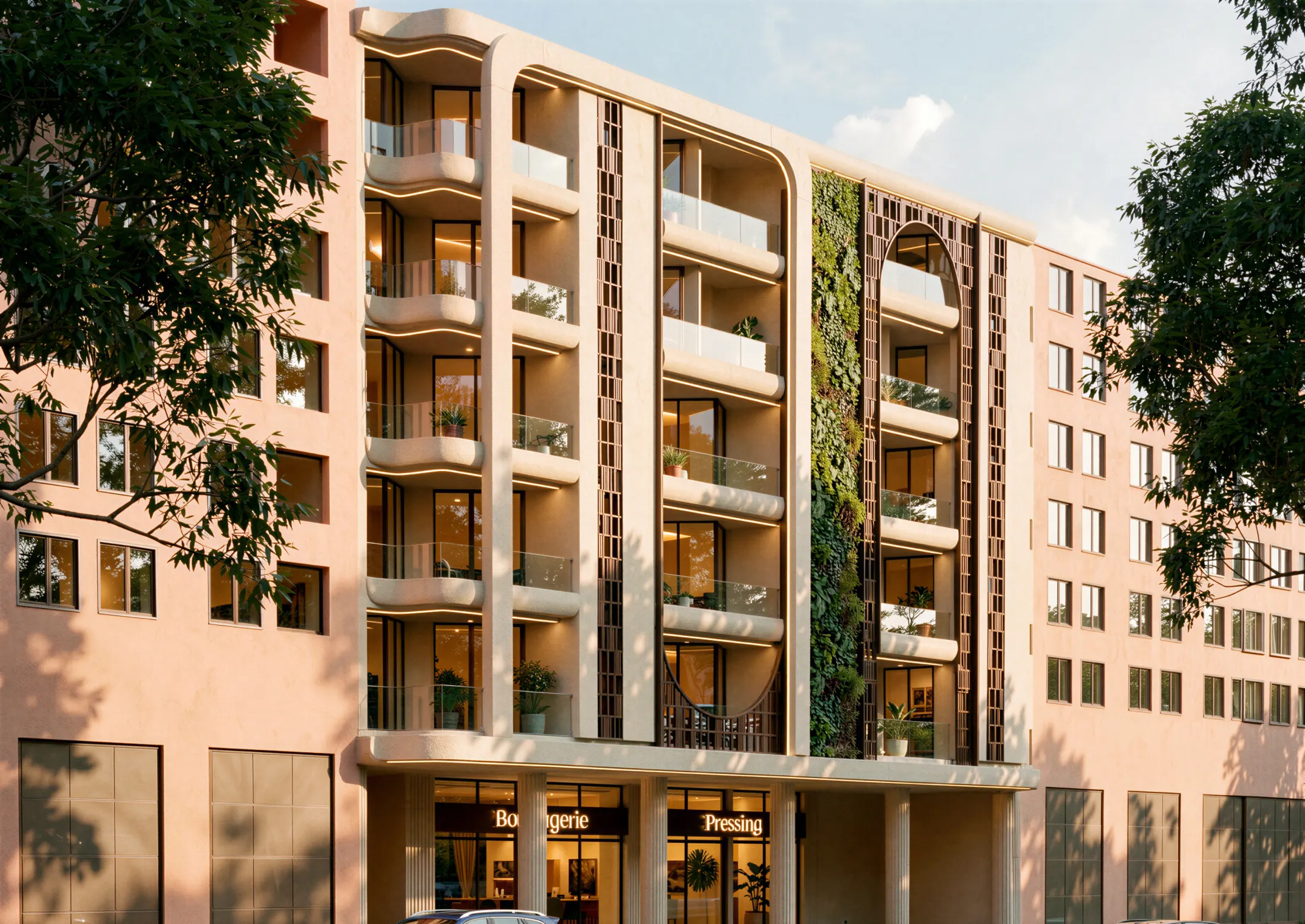 Skyline Residences, façade au coucher du soleil — Grand Guéliz, Marrakech