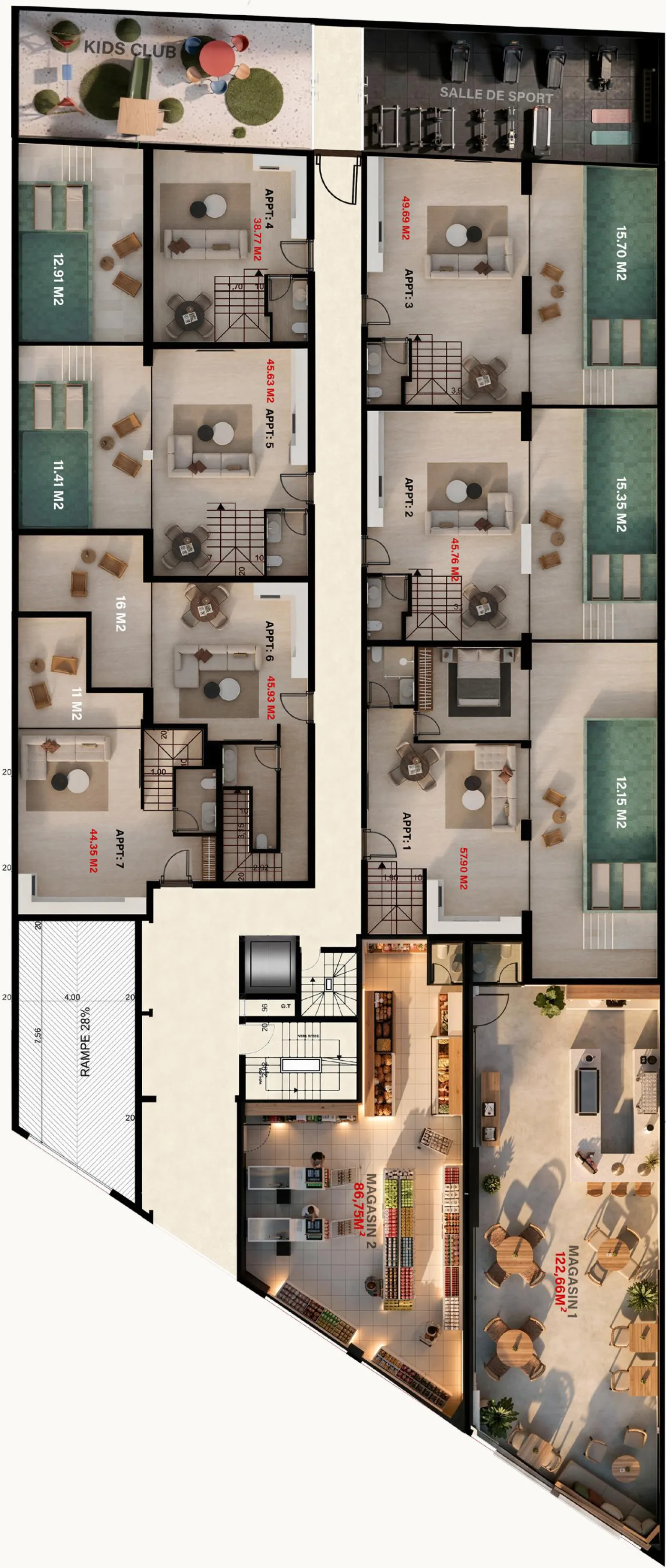 Plan du rez-de-chaussée — Skyline Residences